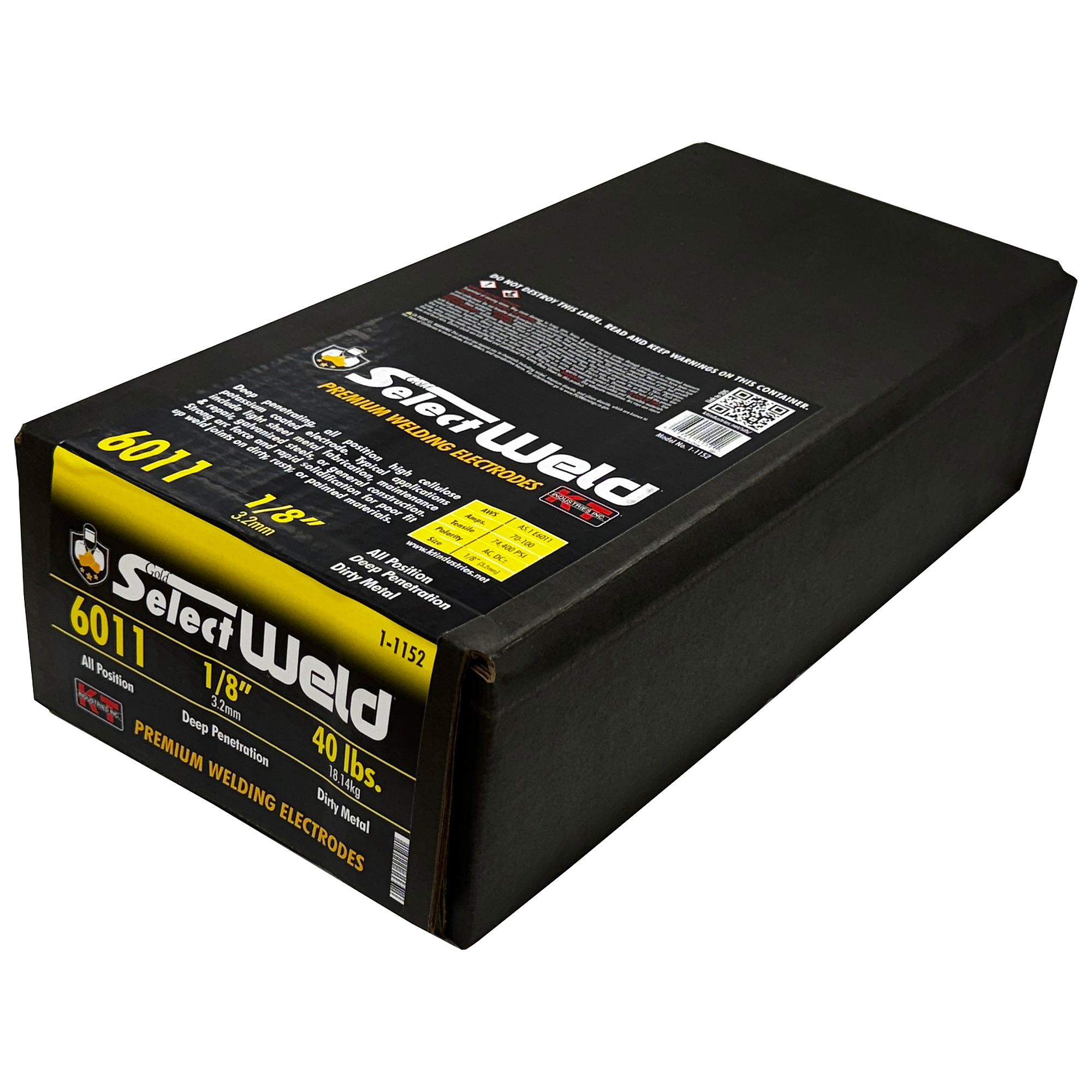 K-T Industries 6011 Welding Electrodes — 1/8in., 40 lbs., All Position, 82,000 PSI, Model# 1-1152